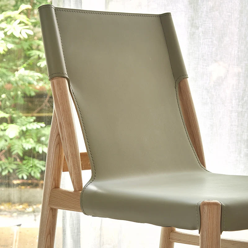 Sedia da pranzo per patio Sedia da cucina con gambe legno massello Sedia senza braccioli Clearhalo