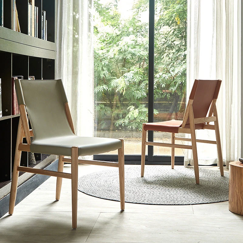 Sedia da pranzo per patio Sedia da cucina con gambe legno massello Sedia senza braccioli Clearhalo