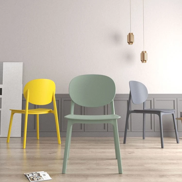 Sedia da pranzo plastica moderna da cucina, senza braccioli, con schienale aperto Clearhalo