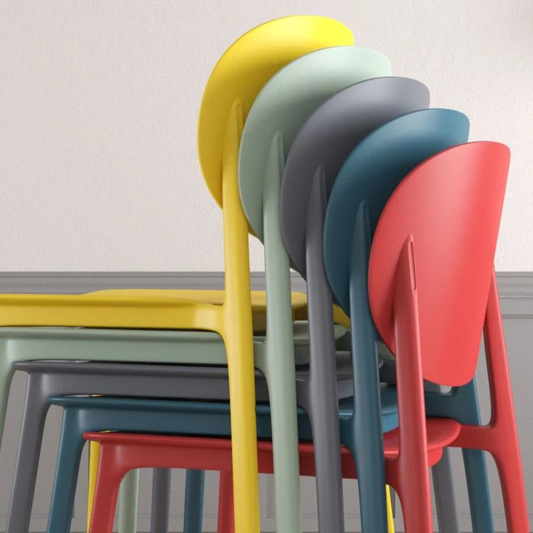 Sedia da pranzo plastica moderna da cucina, senza braccioli, con schienale aperto Clearhalo