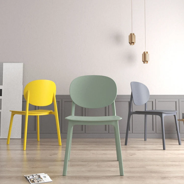 Sedia da pranzo plastica moderna da cucina, senza braccioli, con schienale aperto Clearhalo