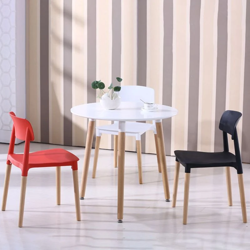 Sedia da pranzo plastica per la casa senza braccioli Sedie laterali da pranzo con schienale aperto e gambe legno Clearhalo