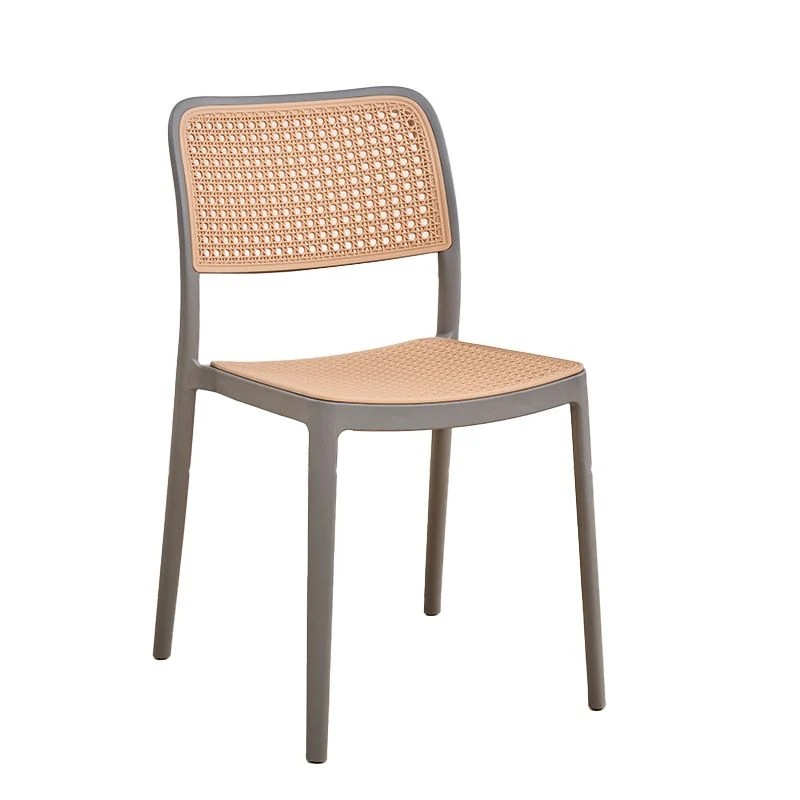 Sedia da pranzo plastica per patio Sedia laterale per interni senza braccioli con schienale aperto Clearhalo