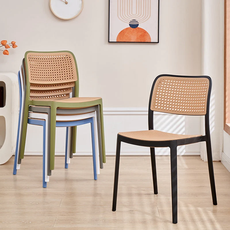 Sedia da pranzo plastica per patio Sedia laterale per interni senza braccioli con schienale aperto Clearhalo