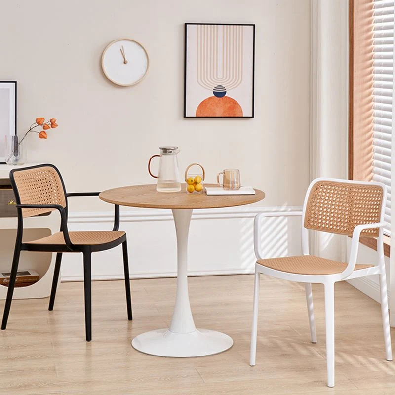 Sedia da pranzo plastica per patio Sedia laterale per interni senza braccioli con schienale aperto Clearhalo