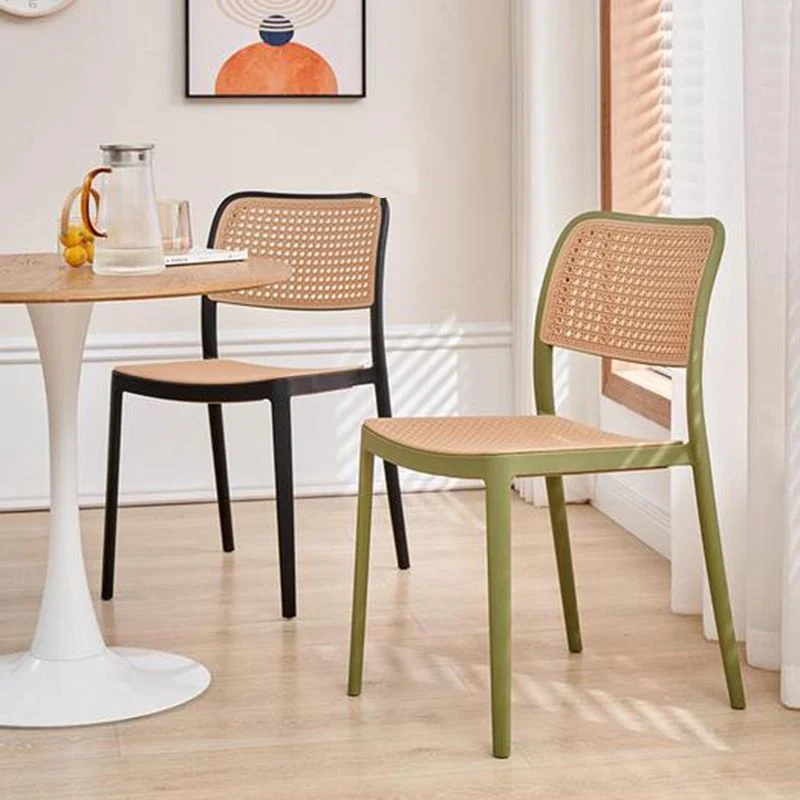 Sedia da pranzo plastica per patio Sedia laterale per interni senza braccioli con schienale aperto Clearhalo