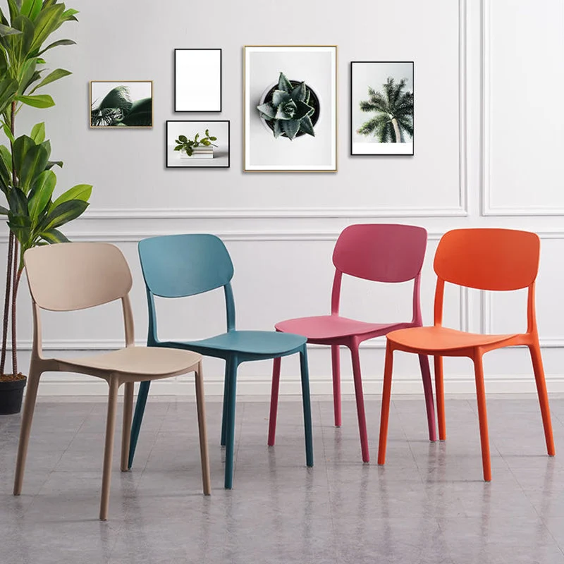Sedia da pranzo plastica Sedia da pranzo senza braccioli stile moderno con schienale aperto Clearhalo