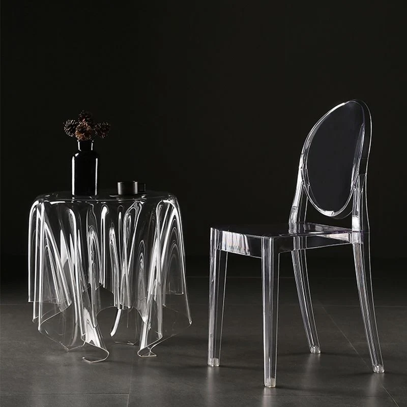 Sedia da pranzo plastica senza braccioli Sedie laterali da pranzo per la casa con schienale aperto (set di 4) Clearhalo