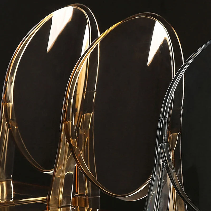 Sedia da pranzo plastica senza braccioli Sedie laterali da pranzo per la casa con schienale aperto (set di 4) Clearhalo