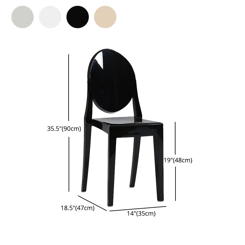 Sedia da pranzo plastica senza braccioli Sedie laterali da pranzo per la casa con schienale aperto (set di 4) Clearhalo