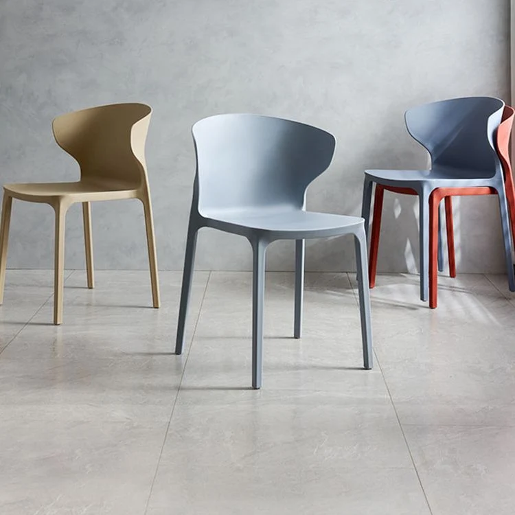 Sedia da pranzo plastica senza braccioli stile scandinavo, con schienale solido, per uso domestico Clearhalo