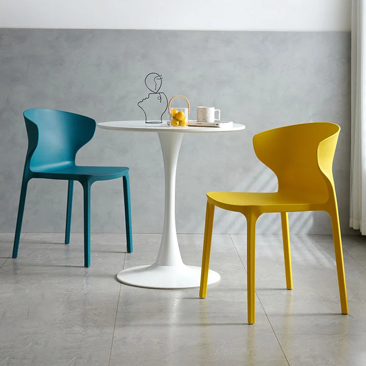 Sedia da pranzo plastica senza braccioli stile scandinavo, con schienale solido, per uso domestico Clearhalo