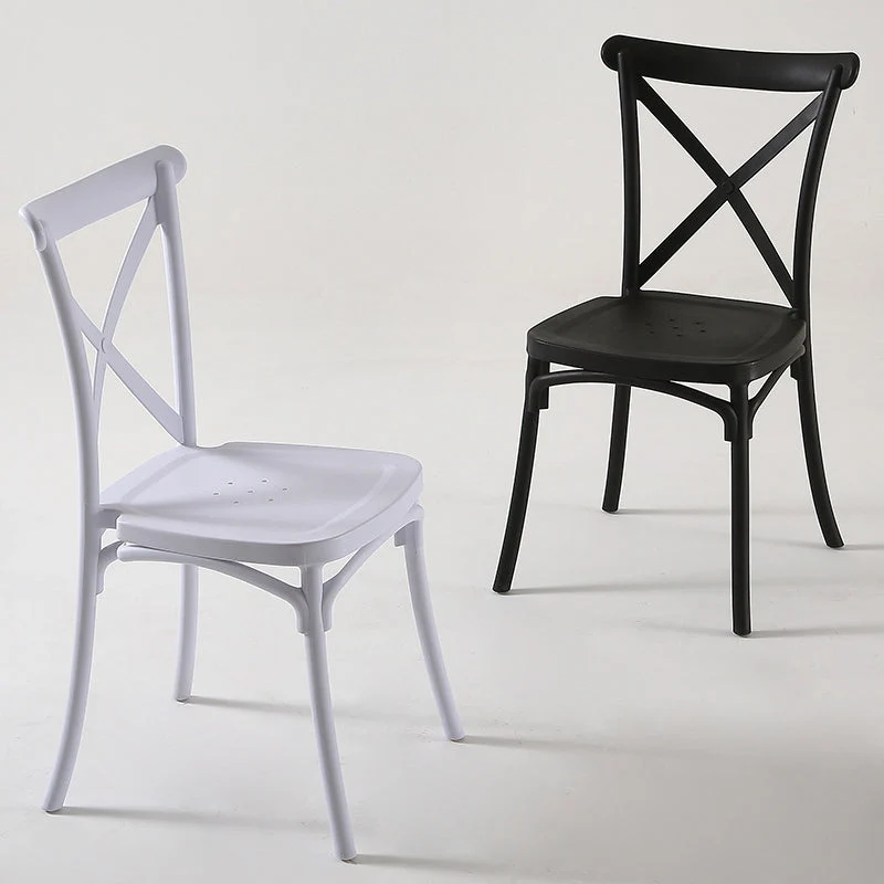 Sedia da pranzo plastica stile moderno con sedia laterale con schienale incrociato largo 17'' per cucina Clearhalo