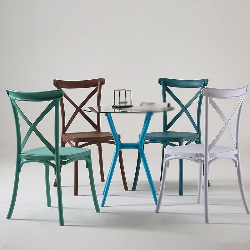 Sedia da pranzo plastica stile moderno con sedia laterale con schienale incrociato largo 17'' per cucina Clearhalo