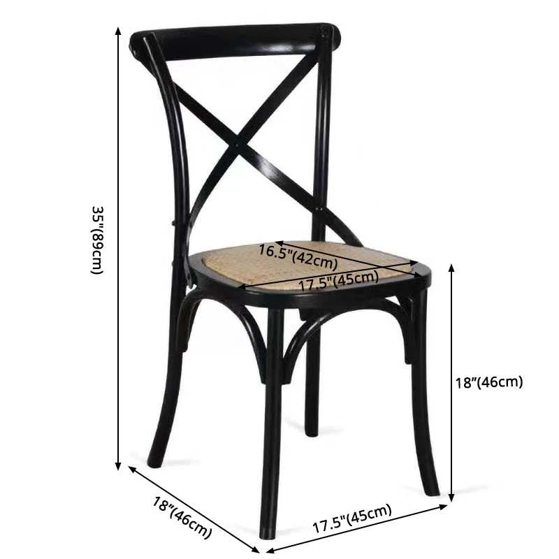 Sedia da pranzo quadrata stile country Sedia da pranzo laterale con schienale incrociato da cucina Clearhalo