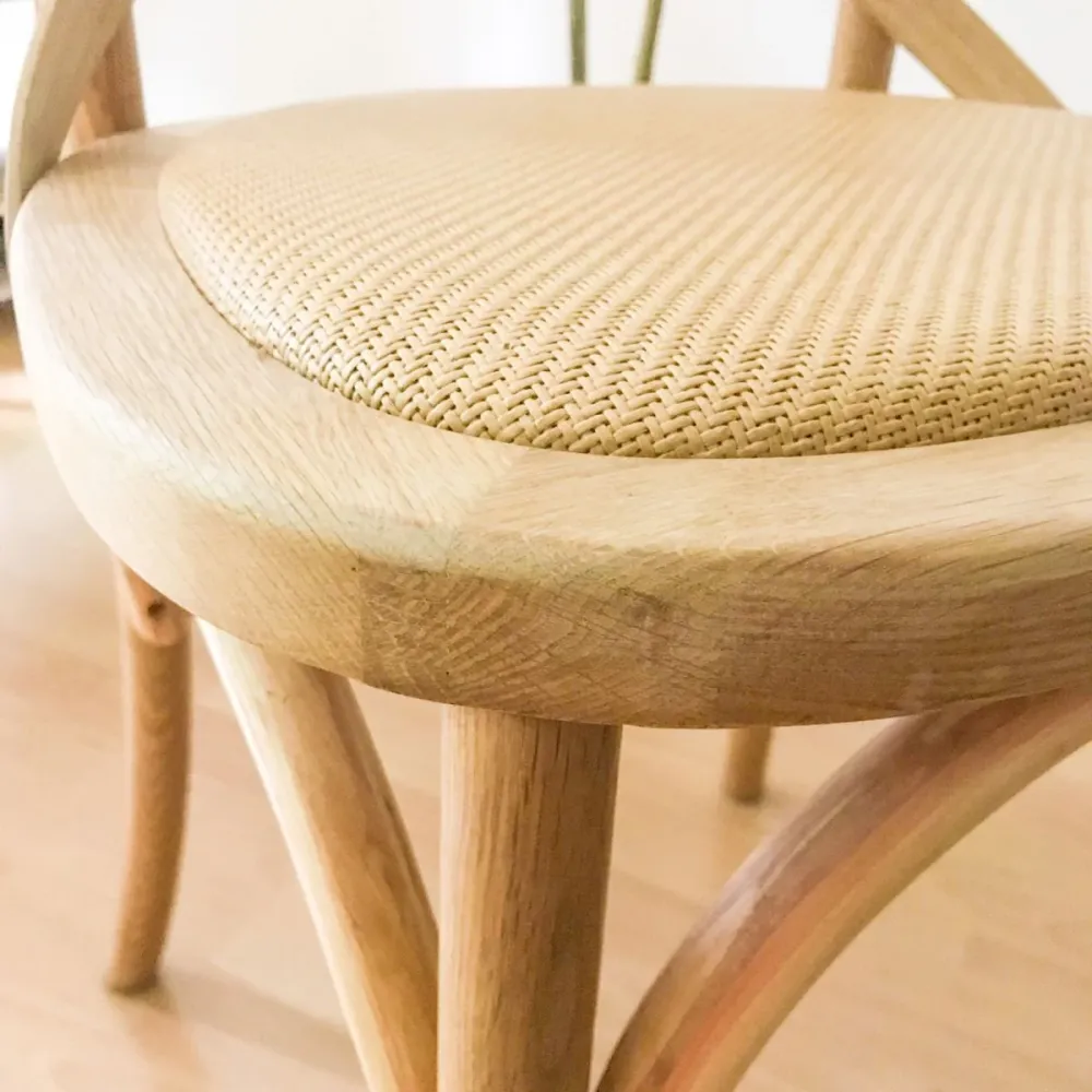 Sedia da pranzo quadrata stile country Sedia da pranzo laterale con schienale incrociato da cucina Clearhalo
