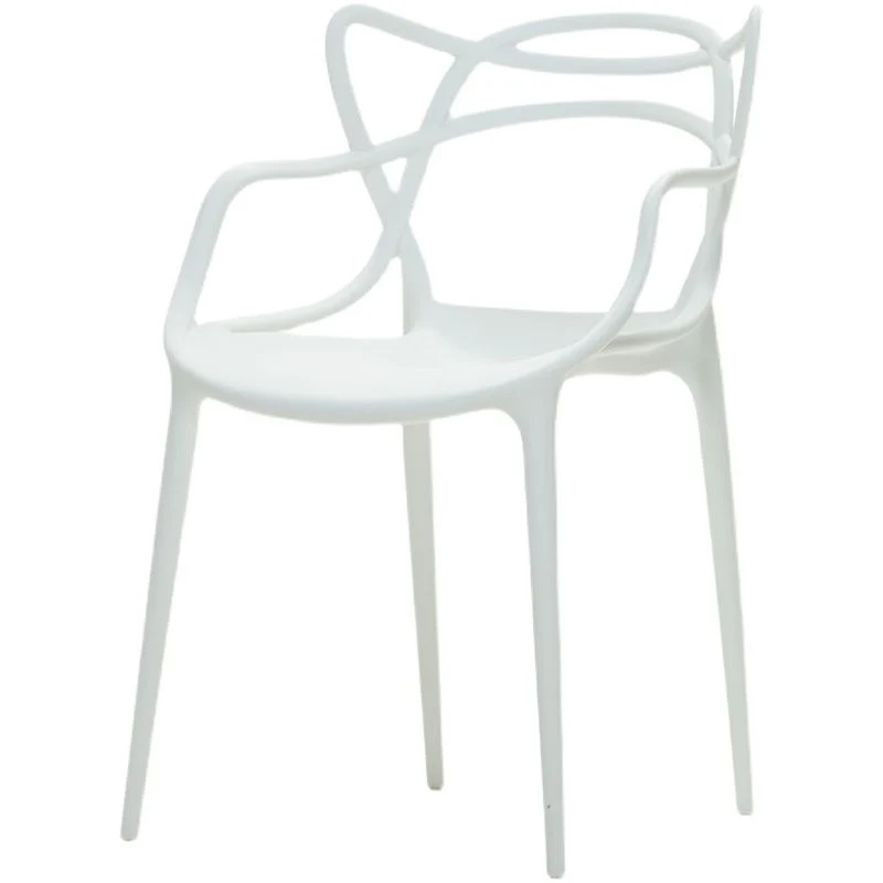 Sedia da pranzo scandinava con braccioli plastica per ristorante, finitura opaca, schienale incrociato Clearhalo