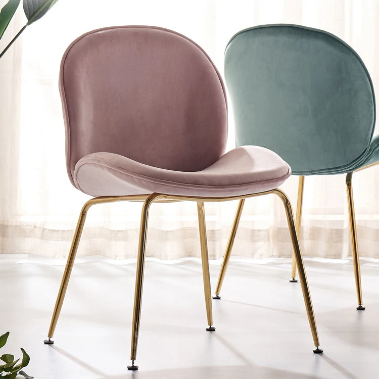 Sedia da pranzo scandinava flanella per camera da letto Parsons con finitura opaca e gambe dorate Clearhalo