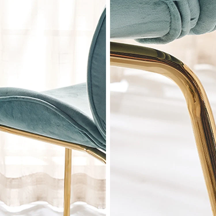 Sedia da pranzo scandinava flanella per camera da letto Parsons con finitura opaca e gambe dorate Clearhalo