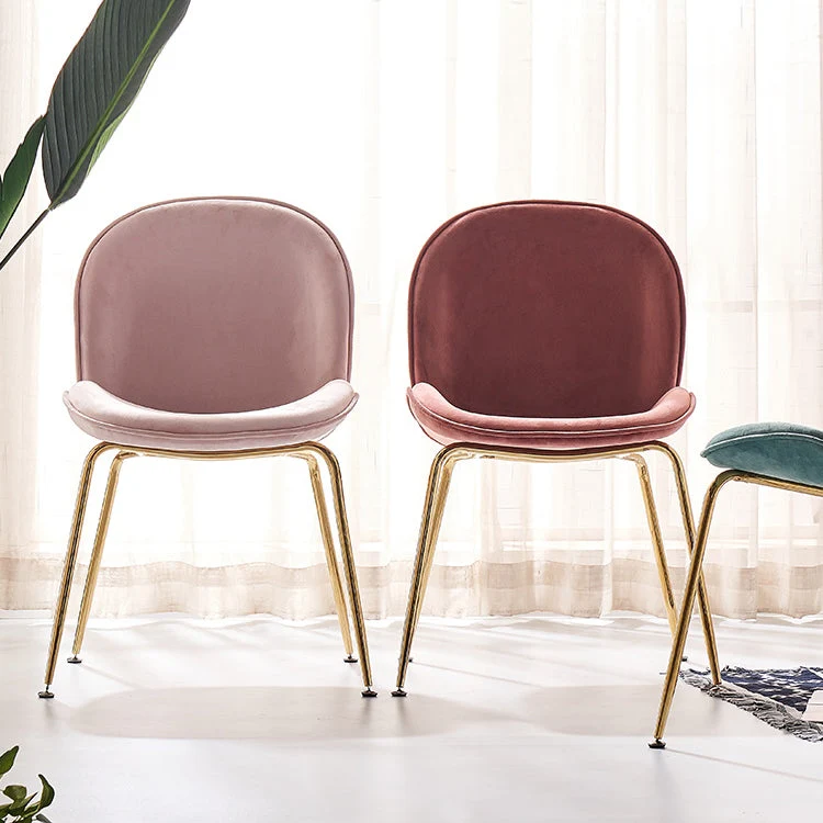 Sedia da pranzo scandinava flanella per camera da letto Parsons con finitura opaca e gambe dorate Clearhalo