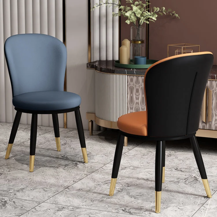 Sedia da pranzo scandinava per la casa, sedia imbottita con schienale metallo Clearhalo