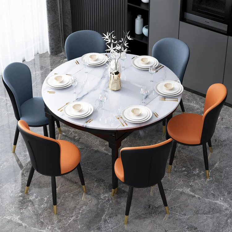 Sedia da pranzo scandinava per la casa, sedia imbottita con schienale metallo Clearhalo