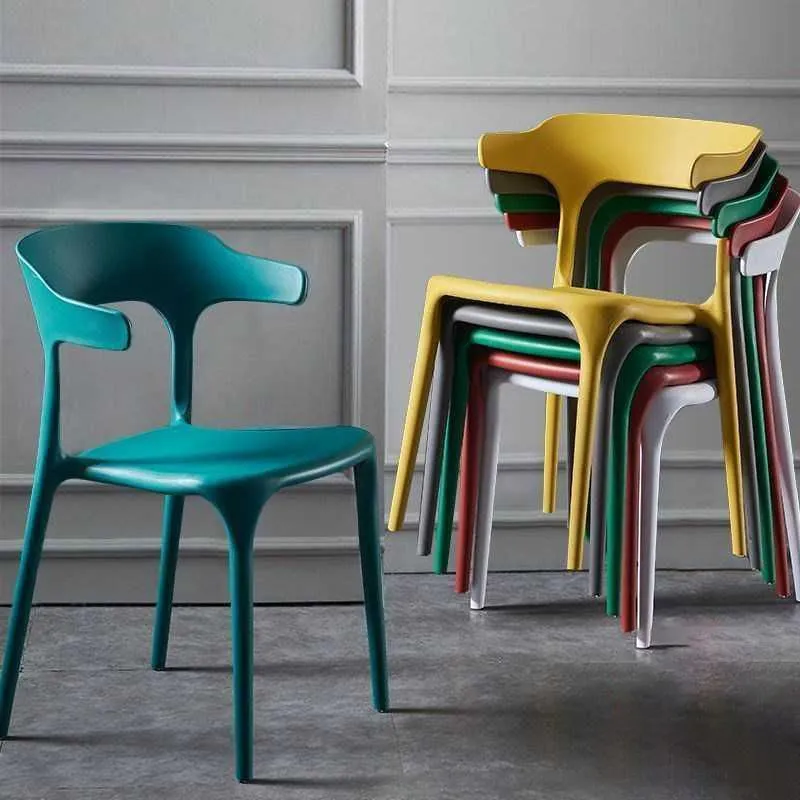 Sedia da pranzo scandinava plastica per la casa. Sedia da pranzo con schienale aperto Clearhalo