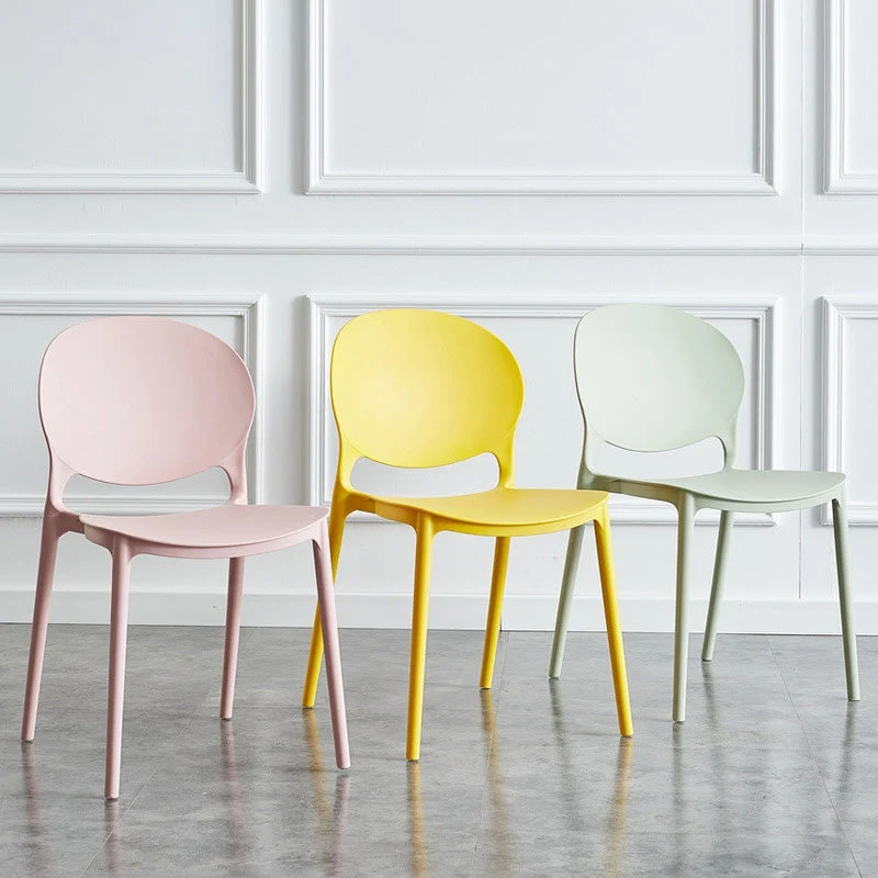 Sedia da pranzo scandinava plastica senza braccioli, sedie laterali impilabili (set di 4) Clearhalo