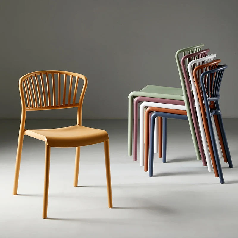 Sedia da pranzo scandinava plastica senza braccioli, con schienale aperto Clearhalo