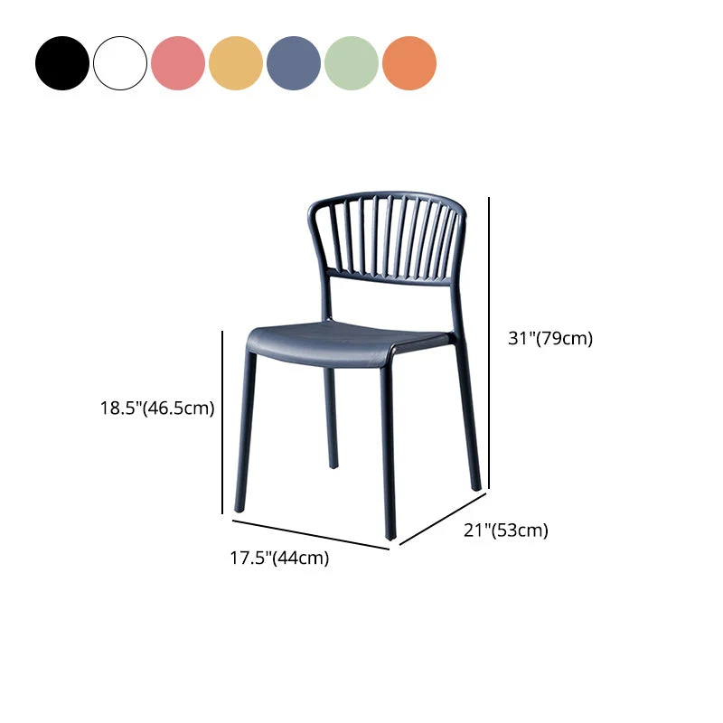 Sedia da pranzo scandinava plastica senza braccioli, con schienale aperto Clearhalo