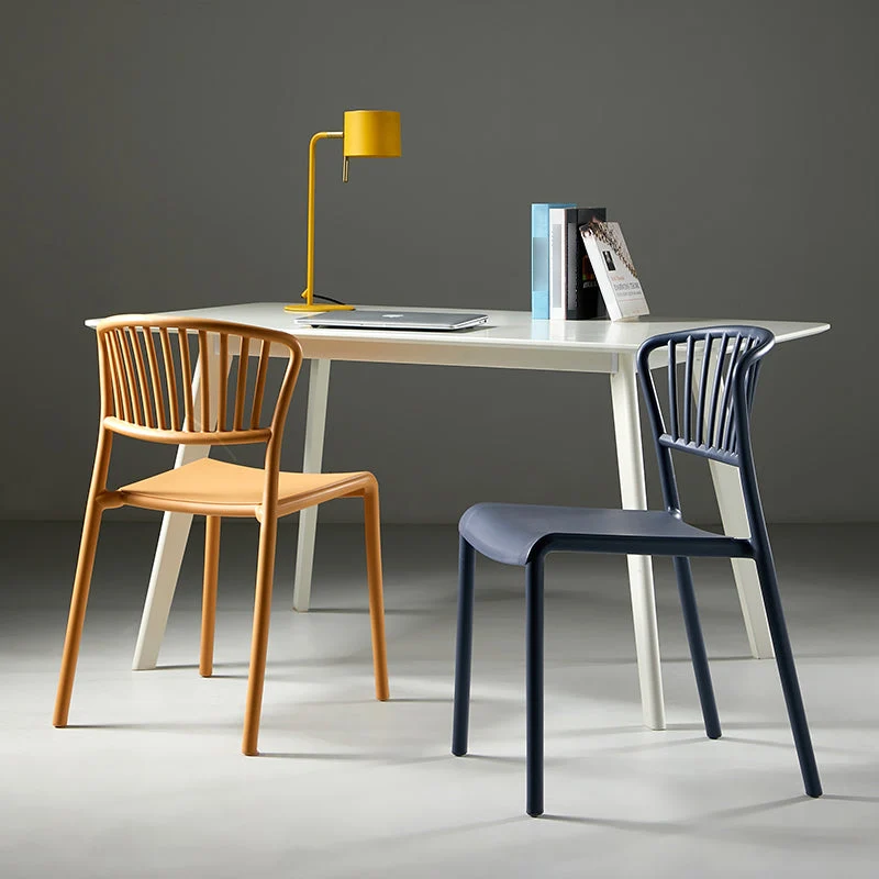 Sedia da pranzo scandinava plastica senza braccioli, con schienale aperto Clearhalo