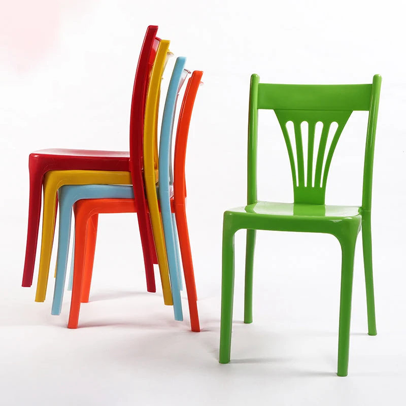 Sedia da pranzo senza braccioli con schienale doghe plastica, sedia impilabile stile moderno Clearhalo