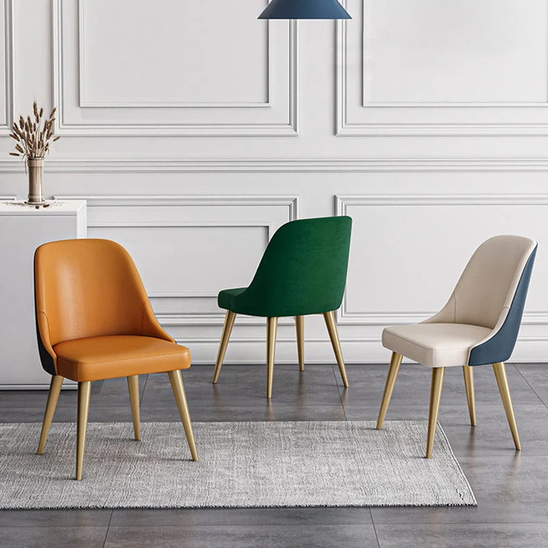Sedia da pranzo senza braccioli dal design scandinavo con schienale massiccio Sedie da pranzo pelle PU Clearhalo