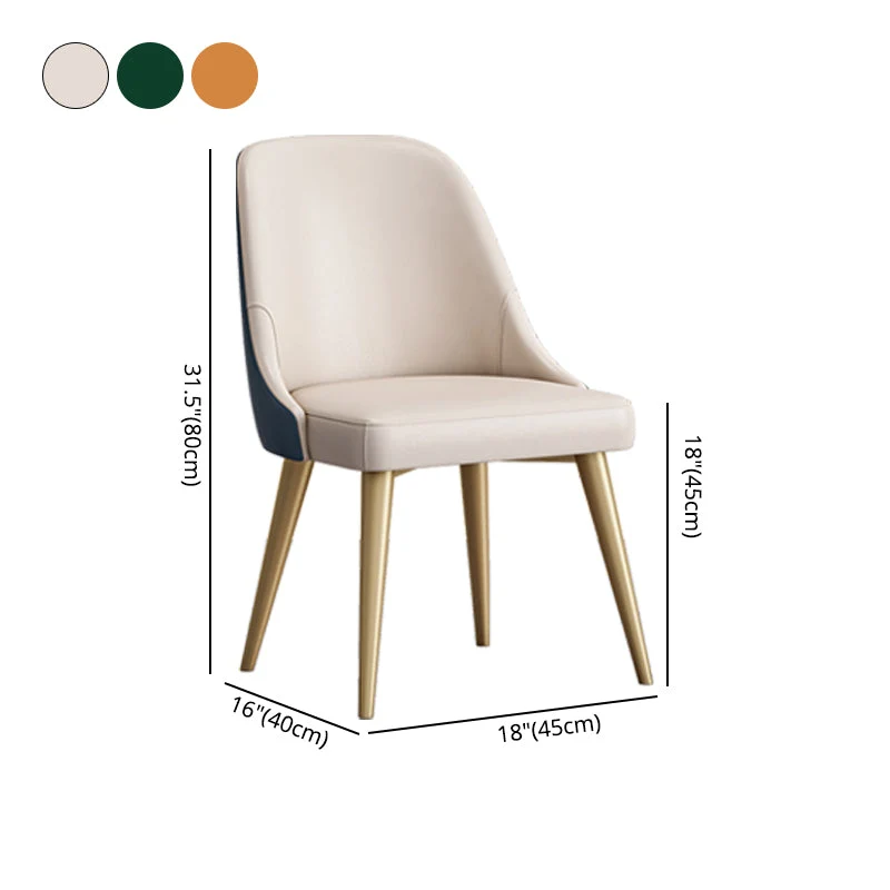 Sedia da pranzo senza braccioli dal design scandinavo con schienale massiccio Sedie da pranzo pelle PU Clearhalo