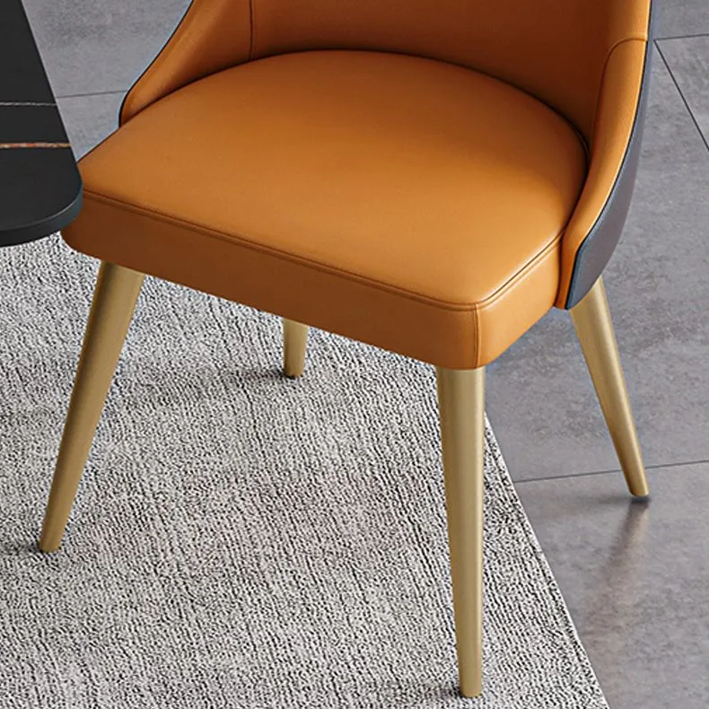 Sedia da pranzo senza braccioli dal design scandinavo con schienale massiccio Sedie da pranzo pelle PU Clearhalo