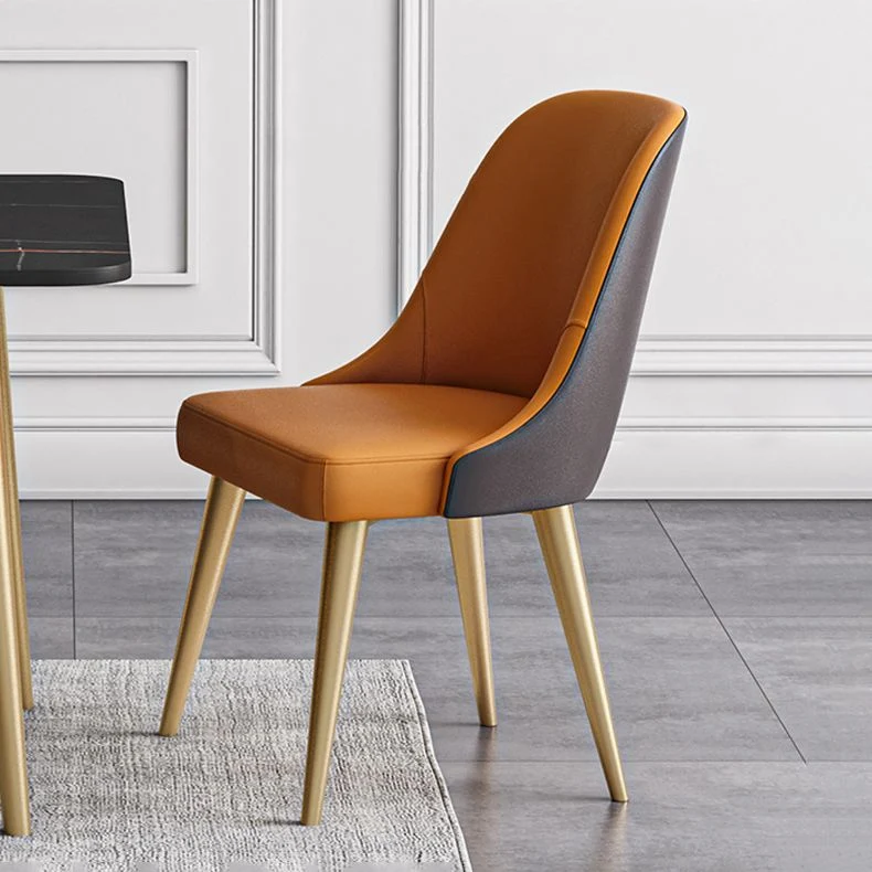 Sedia da pranzo senza braccioli dal design scandinavo con schienale massiccio Sedie da pranzo pelle PU Clearhalo