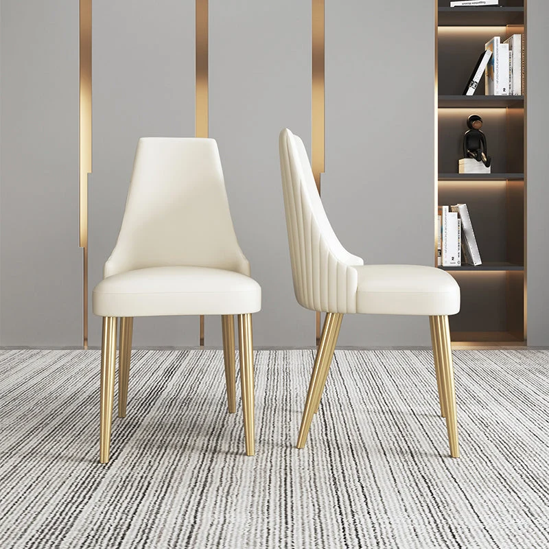 Sedia da pranzo senza braccioli ecopelle Glam Sedia da sala da pranzo metallo per uso domestico Clearhalo