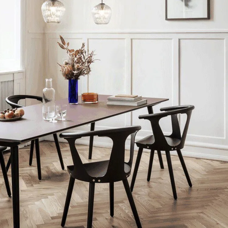 Sedia da pranzo senza braccioli imbottita stile scandinavo con schienale doghe Clearhalo