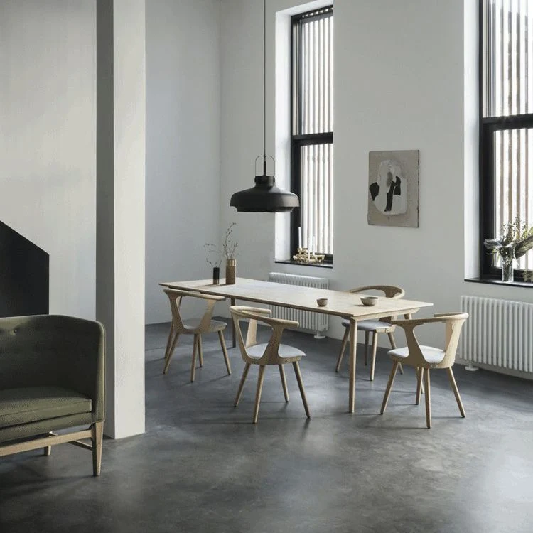 Sedia da pranzo senza braccioli imbottita stile scandinavo con schienale doghe Clearhalo