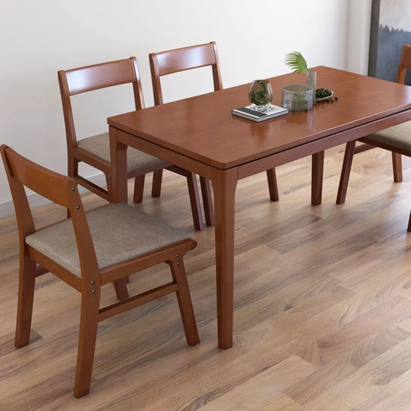 Sedia da pranzo senza braccioli legno di gomma Sedia laterale da pranzo singola imbottita con schienale aperto Clearhalo
