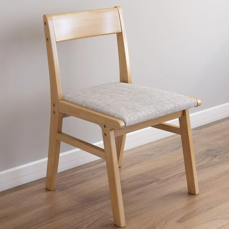 Sedia da pranzo senza braccioli legno di gomma Sedia laterale da pranzo singola imbottita con schienale aperto Clearhalo