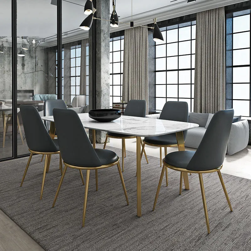 Sedia da pranzo senza braccioli metallo glamour, sedia laterale imbottita per uso domestico Clearhalo