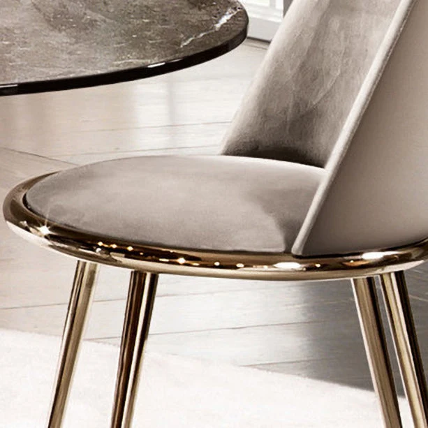 Sedia da pranzo senza braccioli metallo glamour, sedia laterale imbottita per uso domestico Clearhalo