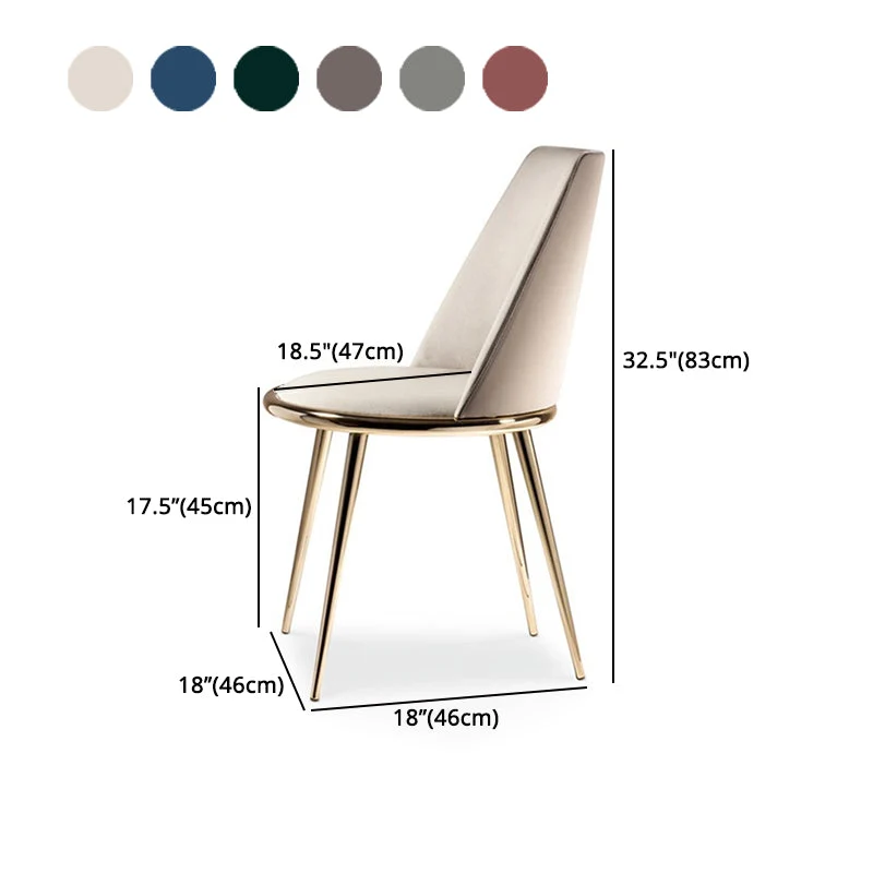 Sedia da pranzo senza braccioli metallo glamour, sedia laterale imbottita per uso domestico Clearhalo