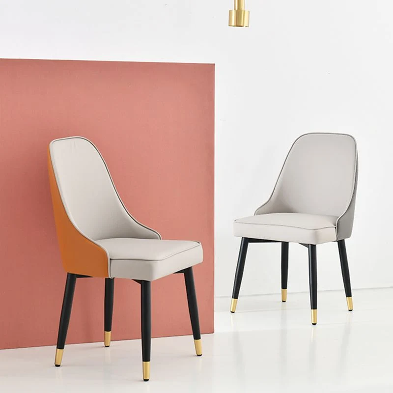 Sedia da pranzo senza braccioli metallo stile nordico Sedia laterale da pranzo tessuto imbottito Clearhalo