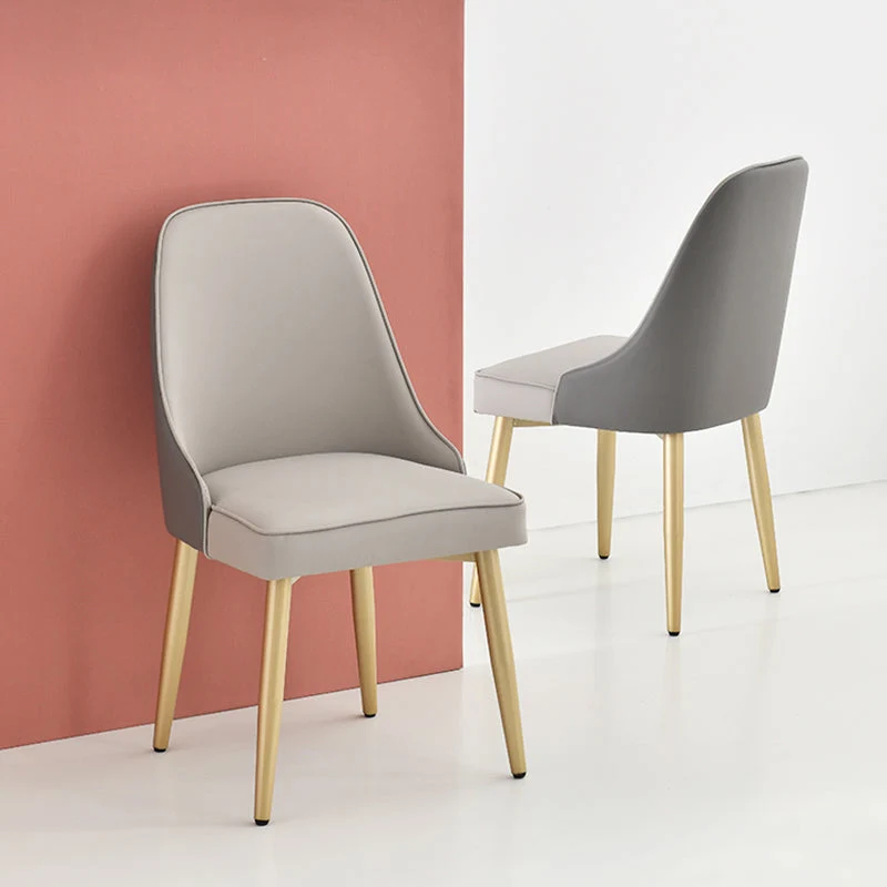 Sedia da pranzo senza braccioli metallo stile nordico Sedia laterale da pranzo tessuto imbottito Clearhalo
