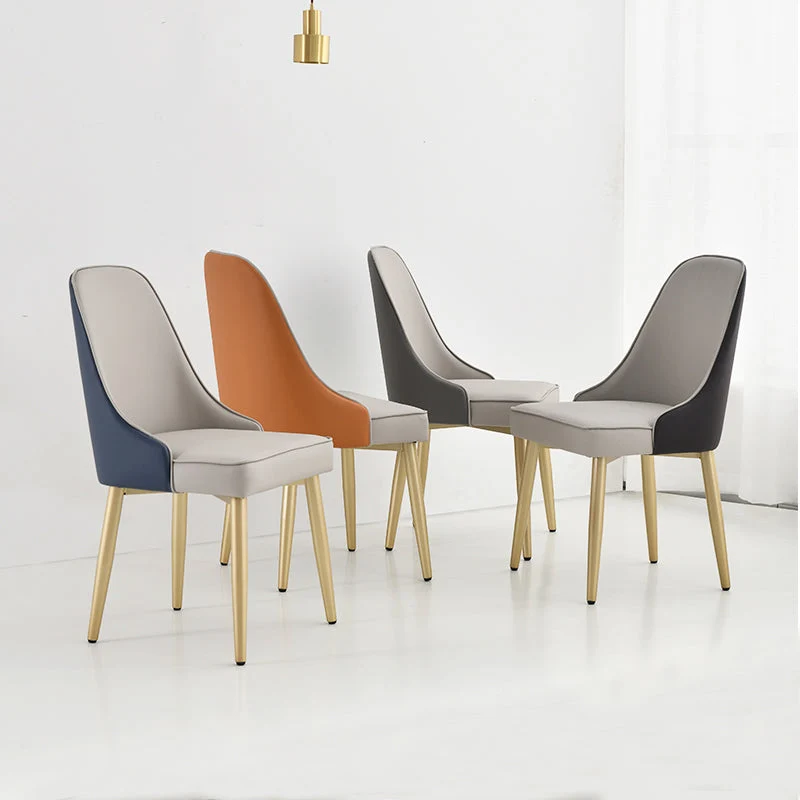 Sedia da pranzo senza braccioli metallo stile nordico Sedia laterale da pranzo tessuto imbottito Clearhalo