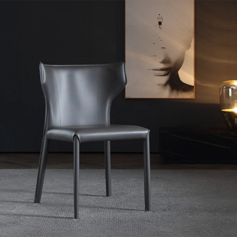 Sedia da pranzo senza braccioli pelle con schienale alto stile moderno per uso domestico Clearhalo