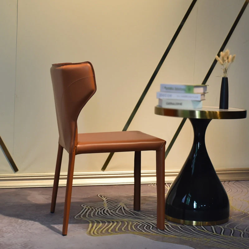 Sedia da pranzo senza braccioli pelle con schienale alto stile moderno per uso domestico Clearhalo