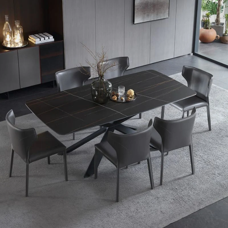Sedia da pranzo senza braccioli pelle con schienale alto stile moderno per uso domestico Clearhalo